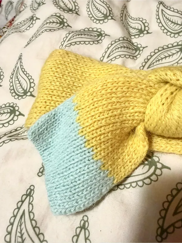 Anthropologie Yellow Mint Green Cozy Knotted Sweater Knit Headband OS - Image 5