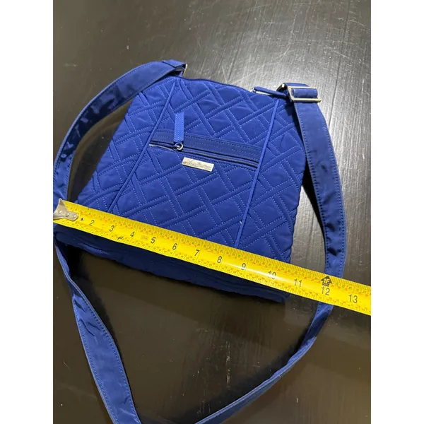 Vera Bradley Blue Quilted Microfiber Crossbody Bag Adjustable Strap Zip Pockets - Image 3