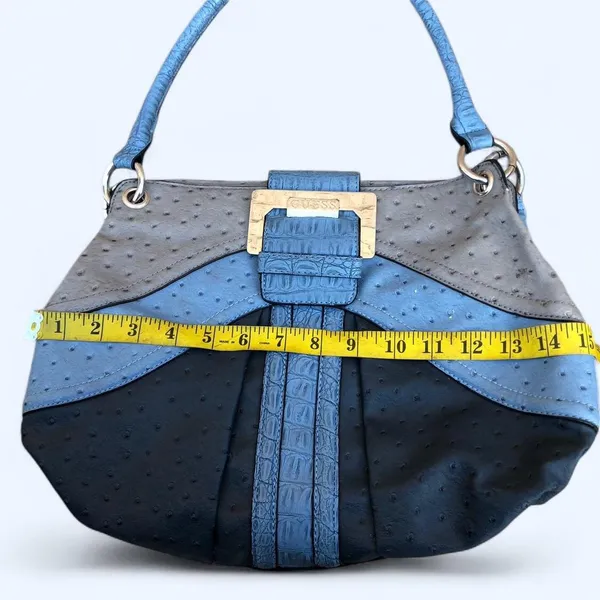 RARE Y2K GUESS Goth Grunge Mcbling Bimbo shoulder hand bag purse Ostrich Leather Western Hobo 2000s - Image 5