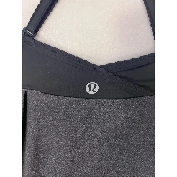 Lululemon Black Heathered Charcoal Gray Graceful Flow Tank Top Size 6 - Image 3