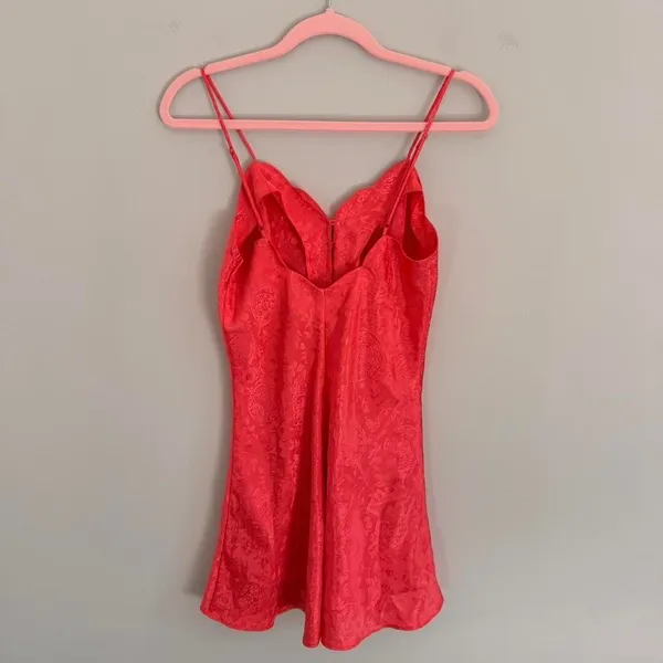 Vintage Coral Gold Label Victoria'S Secret Paisley Print Mini Slip Dress - Image 6