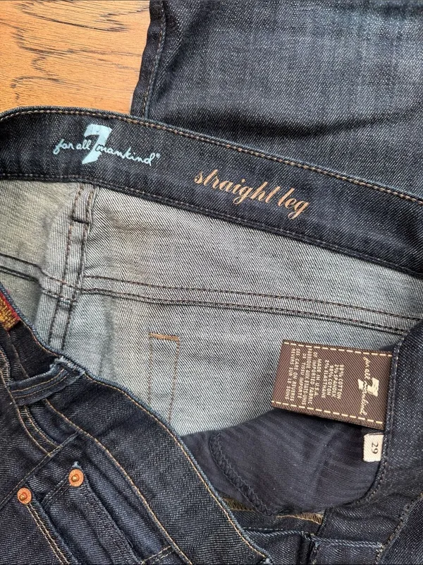 7 For All Mankind Straight Leg Dark Indigo Jeans - Image 2
