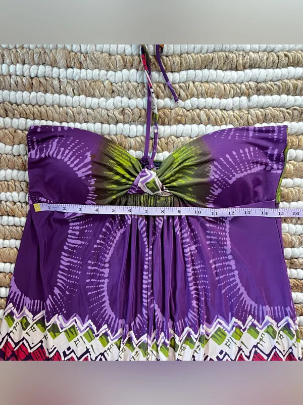 Y2K Rue21 Strapless Purple Halter colorful Sundress - Image 6