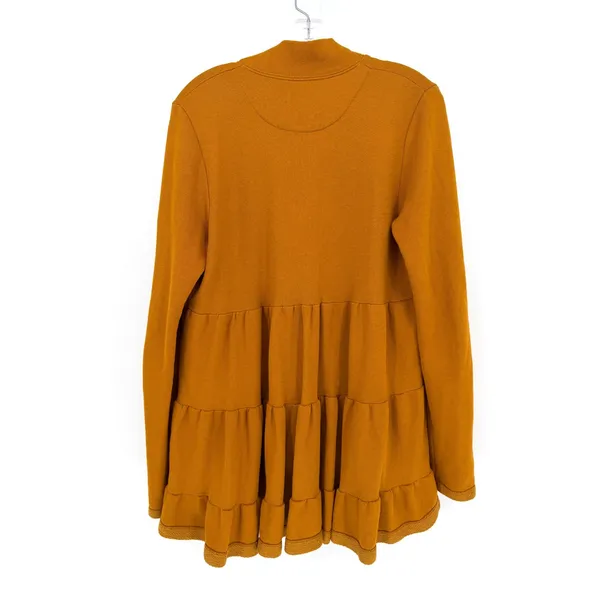 Anthropologie Lila Tiered Babydoll Cardigan Women M Mustard Boho Cottagecore - Image 8