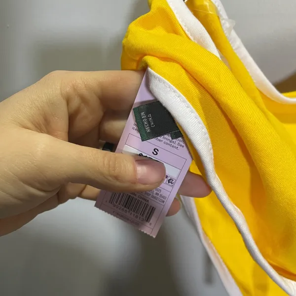 Wild Fable Yellow Handkerchief‎ Halter Top White Ringer Trim Small Sporty Retro - Image 5