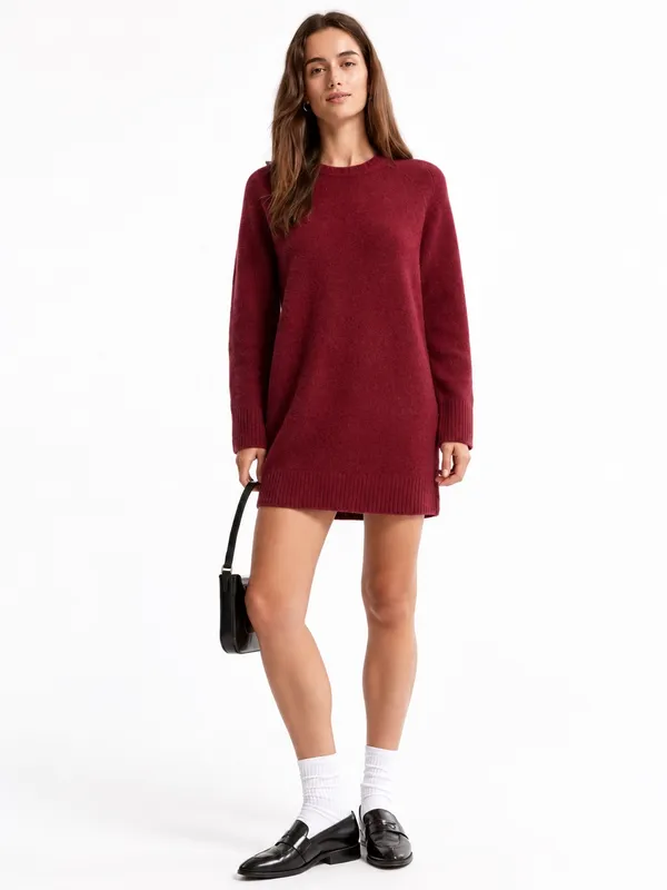 Abercrombie & Fitch Madeline Red Wool Blend Sweater Mini Dress NWT M TALL - Image 3