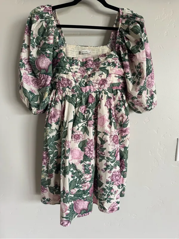 Abercrombie & Fitch Emerson Poplin Floral Mini Dress purple floral size medium - Image 5