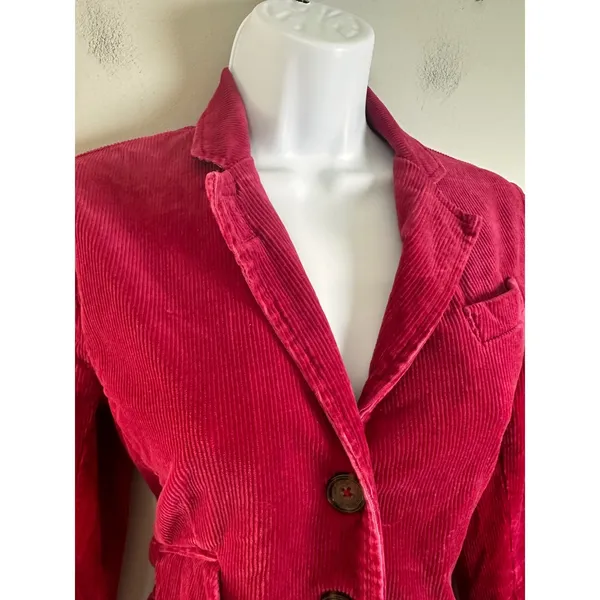 American Eagle Outfitters Red Corduroy Blazer Jacket Stretch Cotton‎ Small P S/P - Image 4
