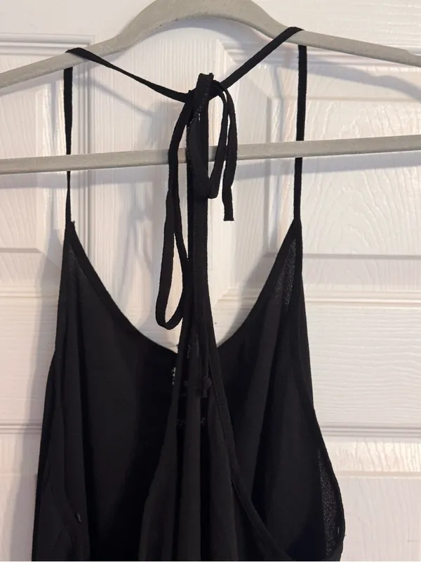 Freshwater Black Eyelet Cutout Trim Detail Swim Beach Coverup Dress Size Large - Image 6