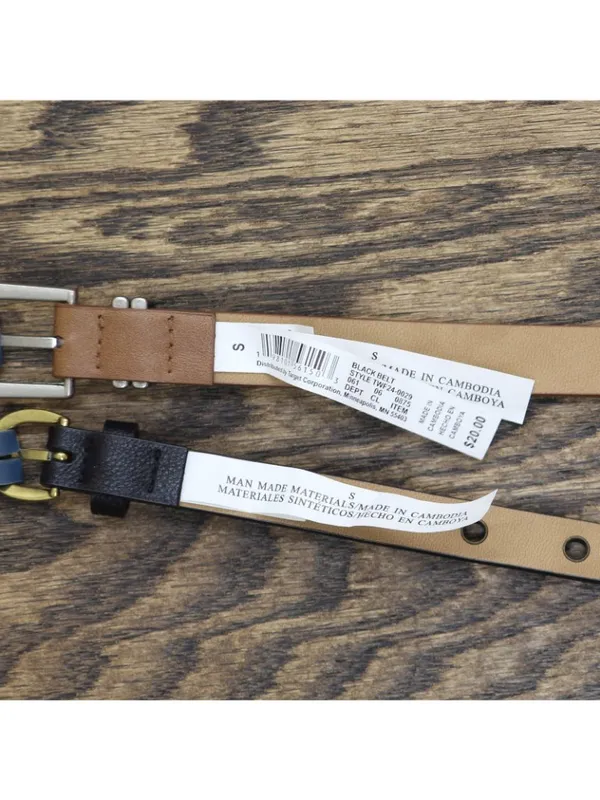 NWT Universal Thread 2-Pack Faux Leather Grommet Buckle Belts Black / Brown S - Image 4