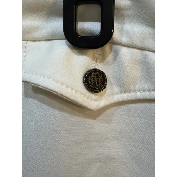 Talbots White Wide Leg Pants Crested Buttons Size 16P Coin Pockets‎ Nautical - Image 4
