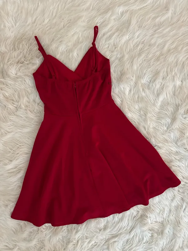 Jun & Ivy Red V-Neck Fit & Flare Mini Dress - Image 4