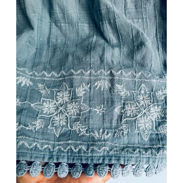 Denim Ruffle Embroidered Summer Tank Top Boho Festival Westerns Women's Large - Image 5