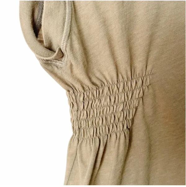 Free People We The Free Cinch Me Tee Top Khaki Beige Ruched Waist Size M Cotton - Image 7