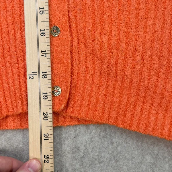 Vintage Short Sleeve Cardigan Womens M Orange Nautical Coastal Retro Halloween - Image 9