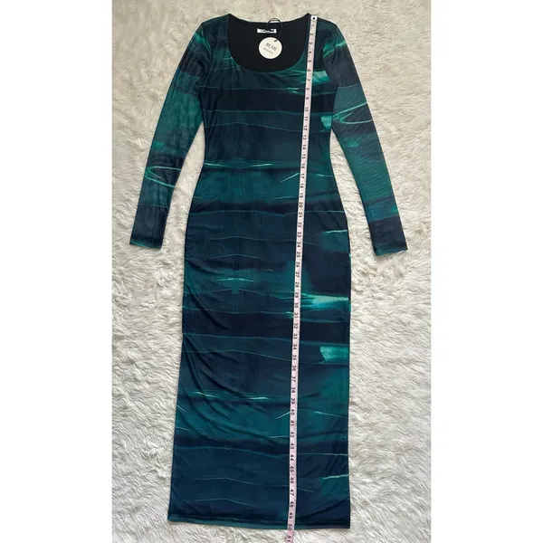 REMI x REVOLVE Nicole Dress Long Sleeve Mesh Midi Side Slit Sz S NWT New - Image 11