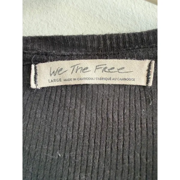 We The Free Black‎ Ribbed Muscle Tank Top Raw Edge Sleeveless Crew Neck Large - Image 4