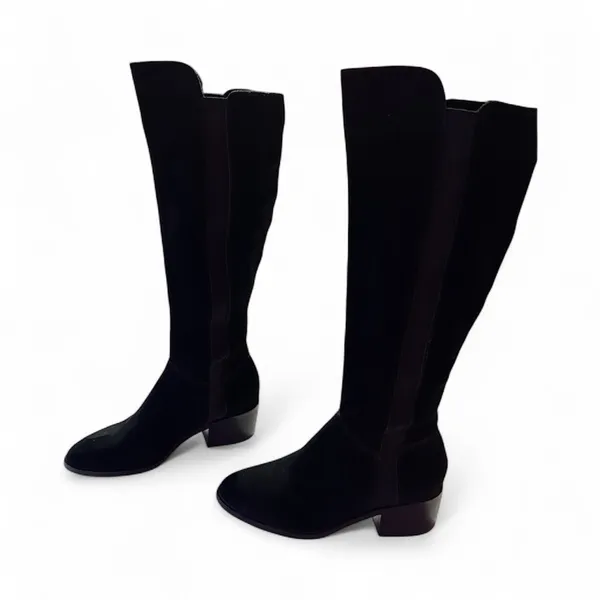 Steve Madden Giselle Black Suede Leather Pull On Riding Knee High Boots Sz 7.5M - Image 3