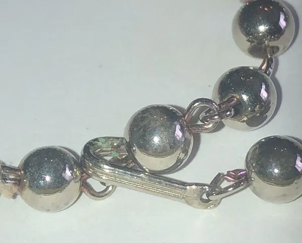 Vintage Silver Tone Metal Beaded Ball Beads Retro Boho Necklace - Image 8