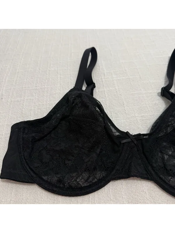 HSIA 36C Enchante Unlined Black Lace Underwire Bra Minimizer - Image 9