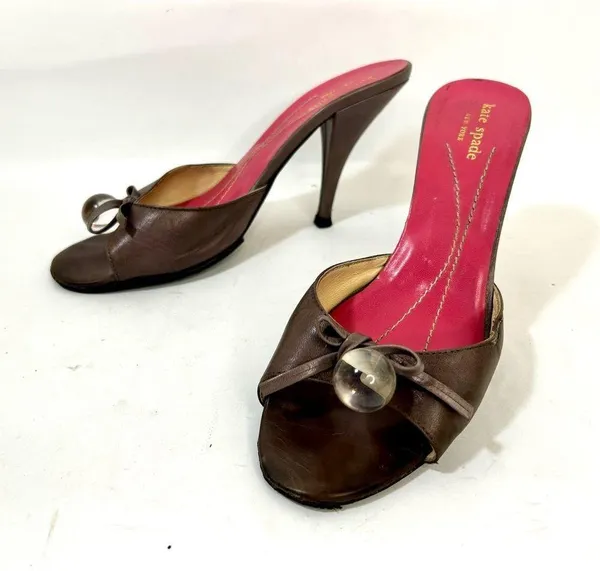 Vintage Kate Spade Crystal Ball Brown Leather Heels size 7 - Image 4