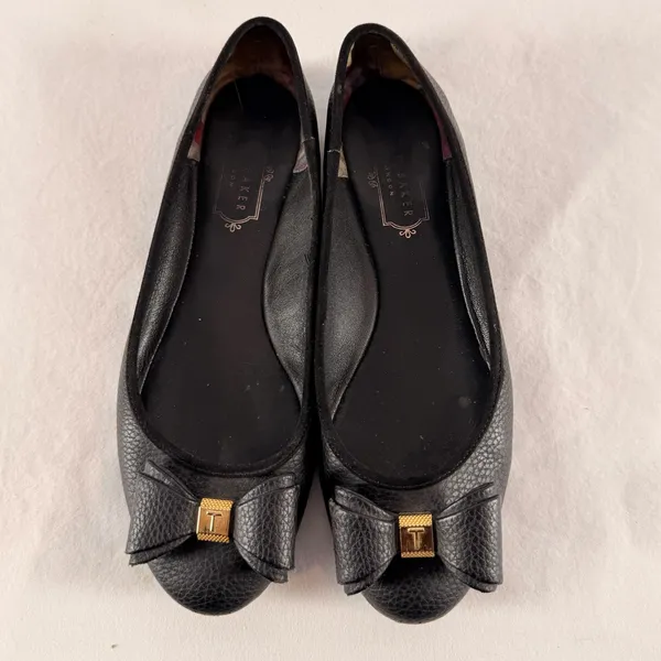 Ted Baker Sually Pebble Leather‎ Bow Ballet Flats in Black Size 6 or 37 - Image 2