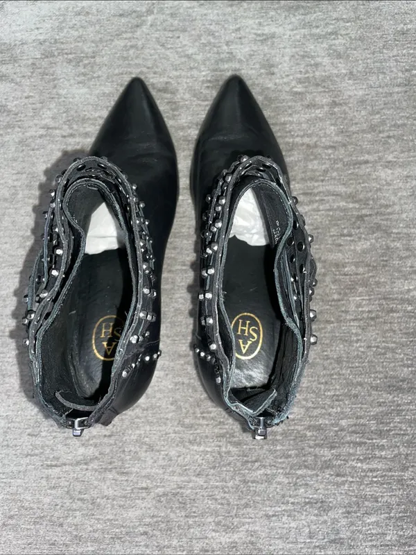 Ash Dangerous Studded Leather Ankle Booties Size 39 - Image 8