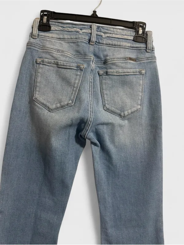 KanCan Faded Light Blue Flare Jeans with Frayed Hem - Image 5