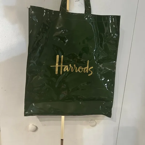 Harrods Glossy Green Shopper - Image 5