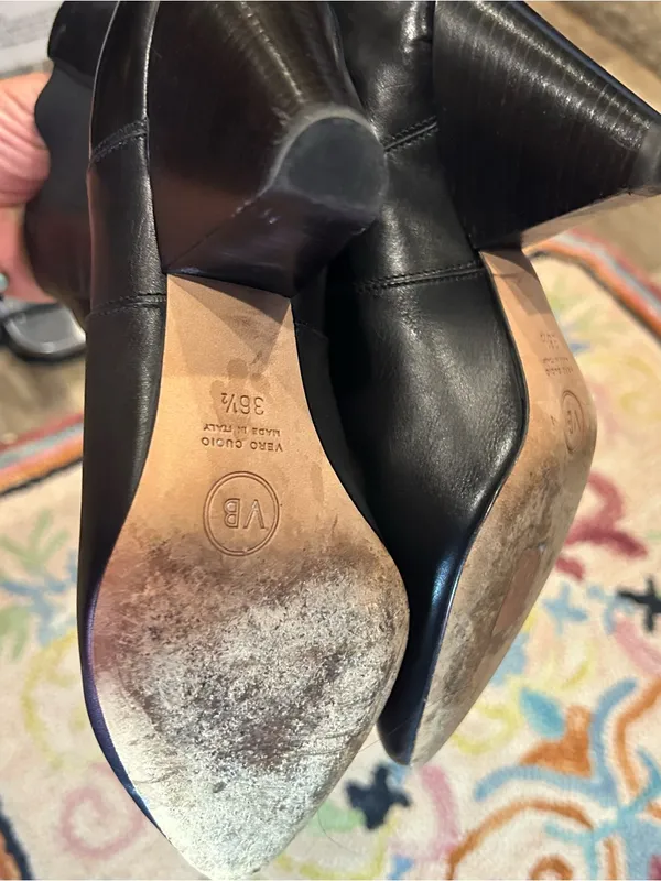 Veronica Beard Lada ConeHeel Black Leather Chelsea Booties Size 36.5 US 6.5 - Image 8