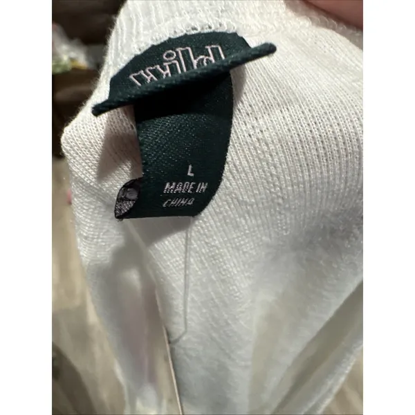 Wild Fable Women Large Trendy Square Neck White Long Sleeve Pointelle Shirt New - Image 4