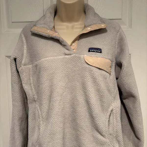 Patagonia Womens Re-Tool Snap-T‎ Polartec Fleece Pullover Jacket Beige Medium - Image 3