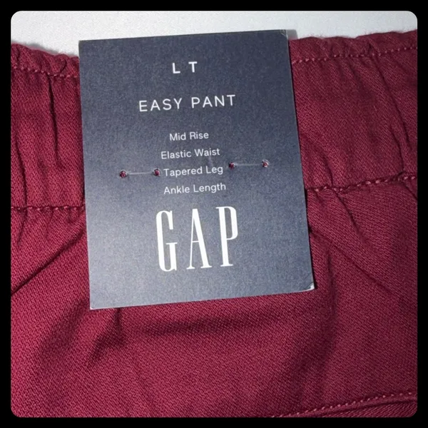 Gap Easy Pant Womens L Tall Maroon Tapered Leg Ankle Length Cotton Blend Pull On - Image 5