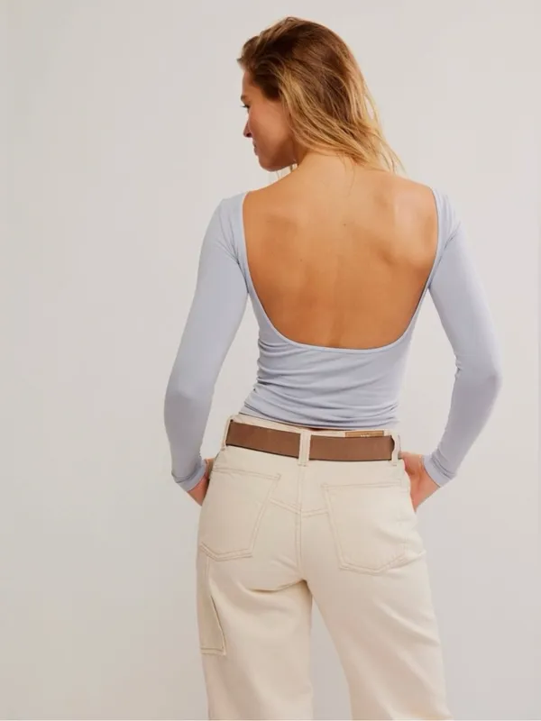 Free People Low Open Back Long Sleeve Layering Shirt Women’s Size XS - Small - Image 2