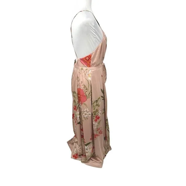 Lulus Faux Wrap XL Blush Pink Floral Satin Maxi Dress Romantic Wedding Guest - Image 5