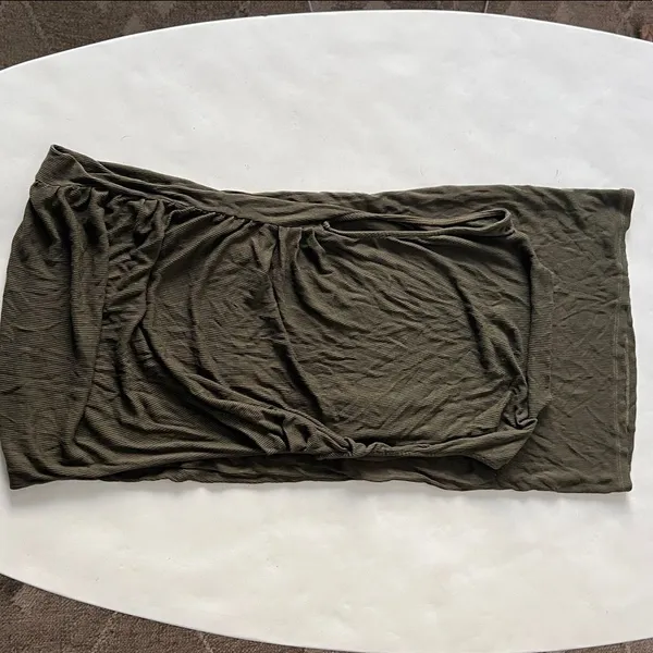 ENZA COSTA Silk Blend Knit Sleeveless Twist Ruched Midi Dress Army Green L $260 - Image 9