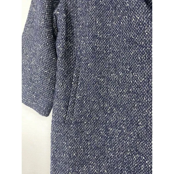 CAbi Women Blair Pea Coat Sz‎ XS Dark Blue Tweed Wool Blend Jacket Herringbone - Image 3