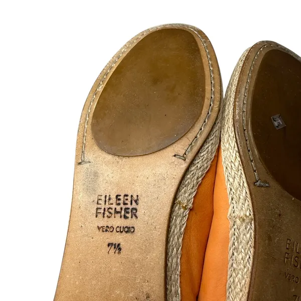 Eileen Fisher Tour Nubuck Espadrille Ballet Flat Orange Leather Womens 7.5‎ - Image 7