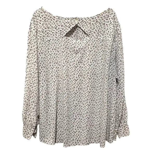 Loft Womens Peasant Boho‎ Tunic Top 26 Cream Floral Smocked Romantic Cottagecore - Image 2