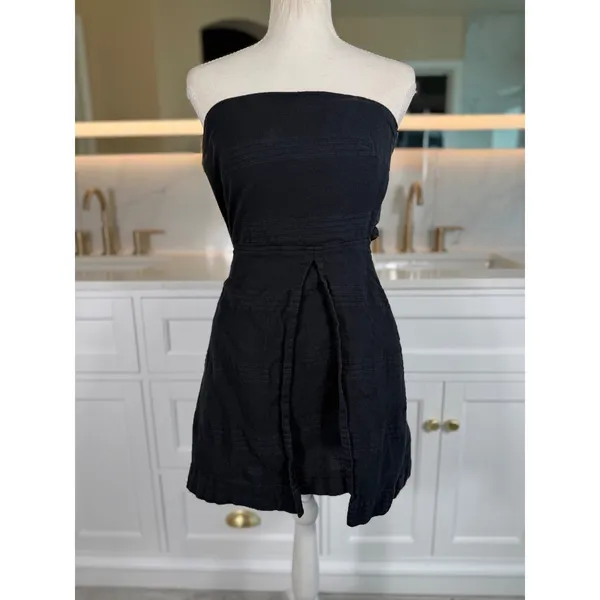 Free People Free-Est Romper Skort Womens Medium Black Tie Back Open Back Boho - Image 2