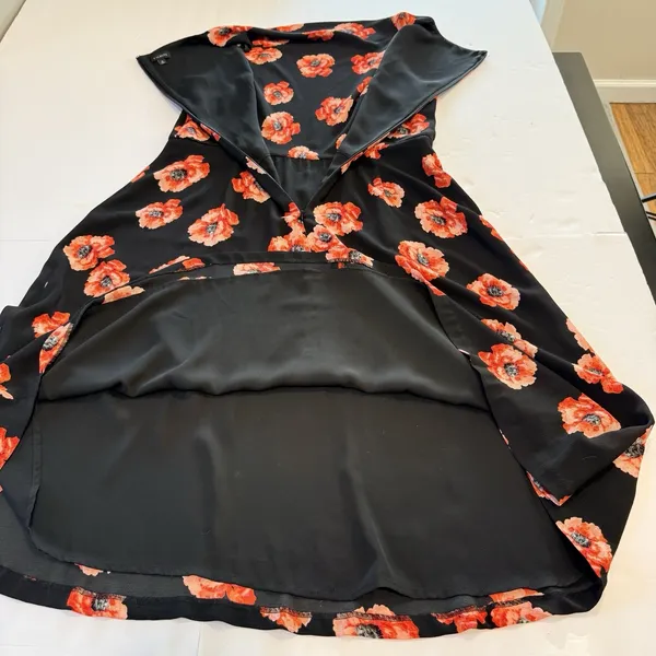 Talbots Coral Poppy Floral Cowl Neck Sleeveless Flare Midi Dress Size 10 - Image 7