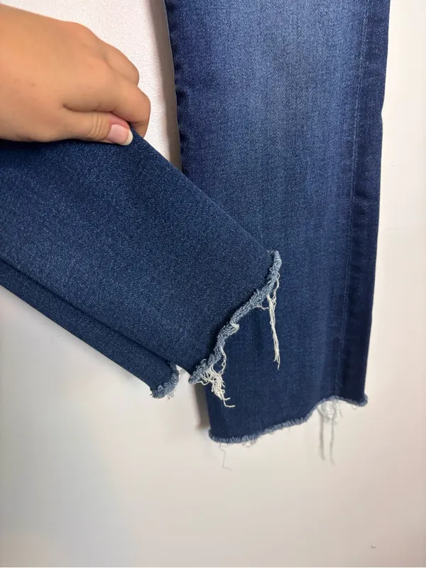 MOTHER The Outsider Ankle Fray Uncharted Waters Blue Denim Jeans - Image 7