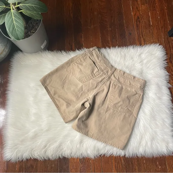 90s Vintage High Waisted Jean Shorts tan brown - Image 3
