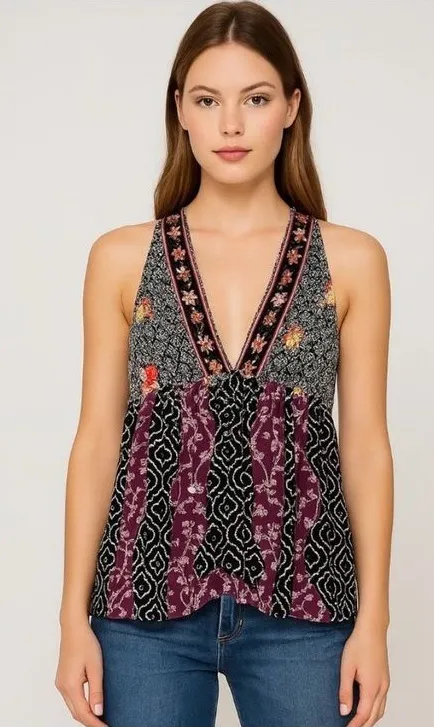 Free People Dream Darlin Deep V Babydoll Razorback V-Neck • Medium - Image 3
