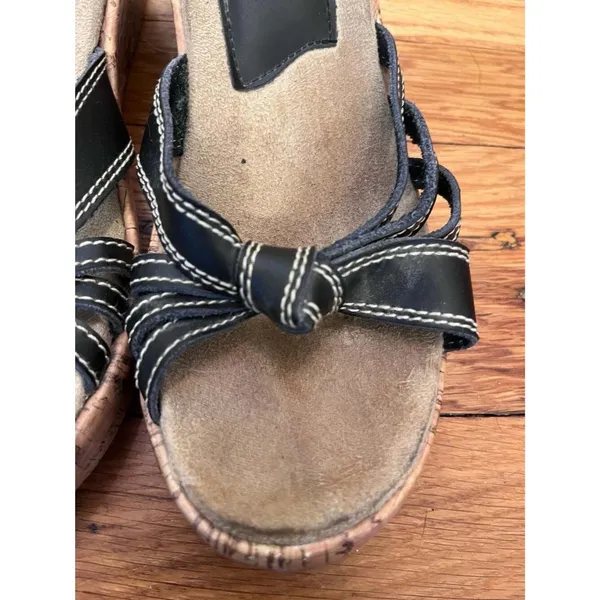 Sbicca of California Black Knotted Cork Wedge Sandals Size 8 - Image 9