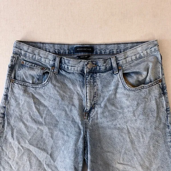 Aeropostale Baggy Jorts Denim Shorts 14 Light Wash Distressed Raw Hem Cotton - Image 6
