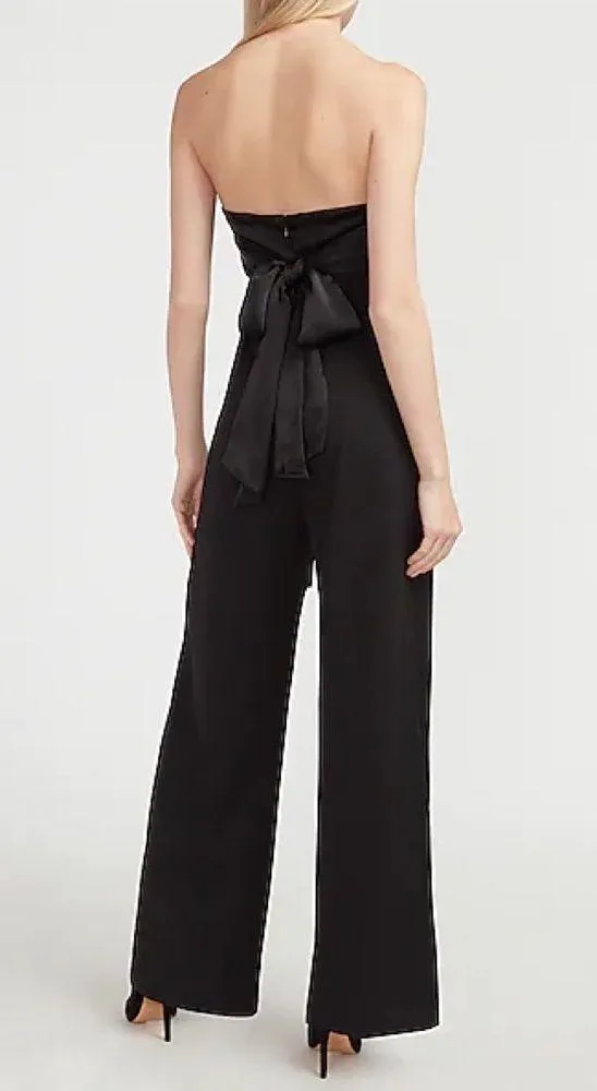 NWT EXPRESS Satin Pieced Strapless Jumpsuit BLACK XS - Image 3