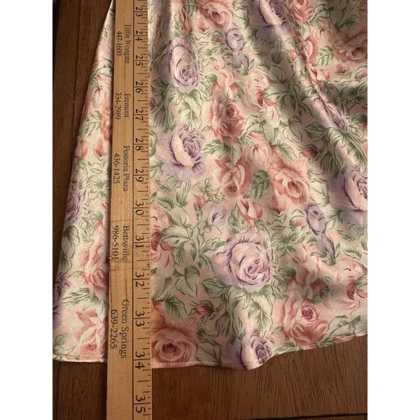 VTG 90s Kathryn Floral Satin Slip Dress Nightie Size Medium Cottage Romantic EUC - Image 4
