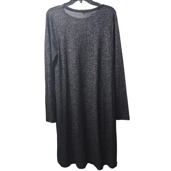 J.Crew Sparkle Knit Dress Long‎ Sleeve Casual Party Black Size M - Image 2