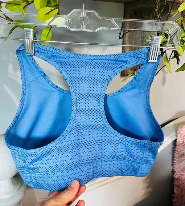 Nike Dri Fit Sports Bra Blue Print Athletic Running Womens Small - Image 2